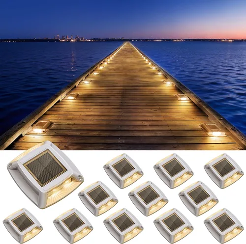Vista 7 de Luces solares para muelle para exteriores, paquete de 12 unidades, luces Azul