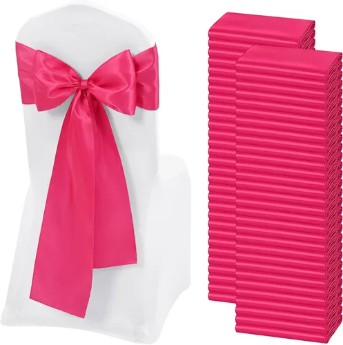 Vista 25 de 60 bandas de satén color burdeos para silla, diseño de lazos, para decoración de sillas de Acción de Gracias, boda, Navidad, banquetes, fiestas