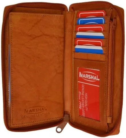 Vista 2 de Marshal Funda para chequera para mujer con cuero de vaca #653CF