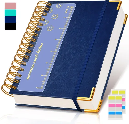 Vista 8 de Cuaderno Diario de Espiral 8.5" x 11", 300 Páginas de Tapa Dura con Forro de Cuero para Mujeres y Hombres, Cuadernos A4 Grandes con Rayas