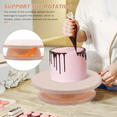 Vista 8 de DOITOOL Tocadiscos giratorios de 11 pulgadas para decorar, el kit de decoración de pasteles 7 en 1 incluye 1 soporte giratorio para pasteles, 2