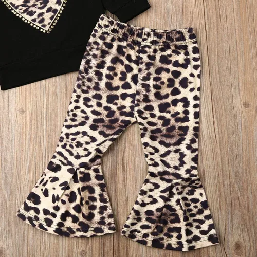 Vista 5 de Conjunto de 2 piezas 3 piezas de ropa de verano para niños pequeños, camiseta con volantes y estampado en forma de corazón
