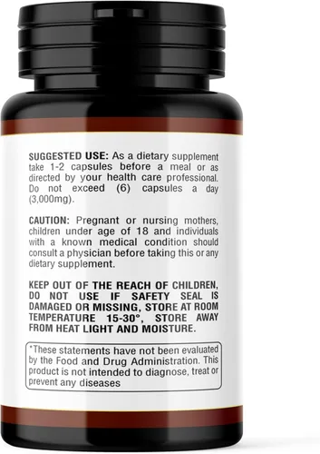 Vista 2 de Cápsulas de suplemento de hongos Reishi - Orgánico - Hecho en Estados Unidos - Extracto de cuerpos fructíferos - 1000 mg, 30% polisacáridos - Apoyo