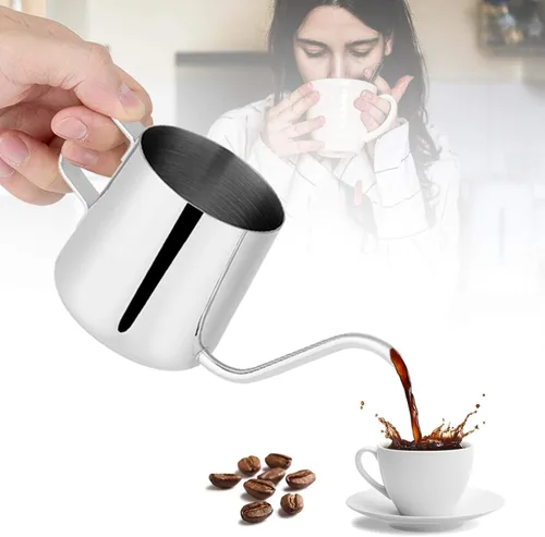 Vista 6 de 8.5 fl oz/11.8 fl oz verter sobre tetera de café, tetera de cuello de cisne, cafetera de acero inoxidable con boquilla larga de cuello de cisne