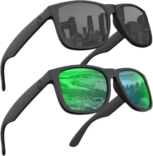 Vista 15 de MAXJULI Gafas de sol polarizadas para hombres y mujeres, lentes de sol rectangulares con protección UV 8806