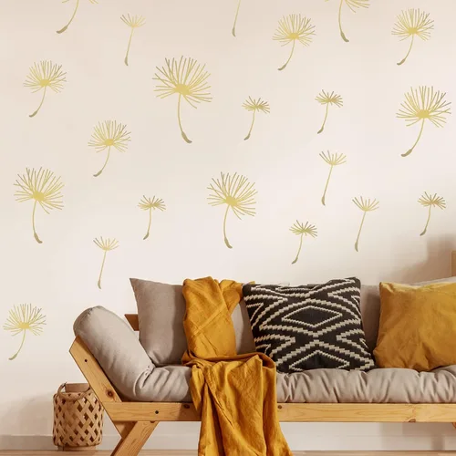 Vista 6 de 66 calcomanías de pared para despegar y pegar, calcomanías de pared de diente de león, murales de flores metálicas, calcomanías de decoración floral