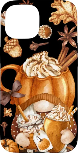 Vista 6 de Funda para iPhone 16 con diseño de calabaza y especias de gnomo de Acción de Gracias