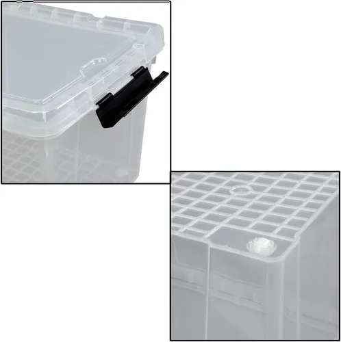 Vista 2 de Ggbin Caja de almacenamiento de plástico transparente de 50 cuartos de galón con tapa, 4 paquetes.