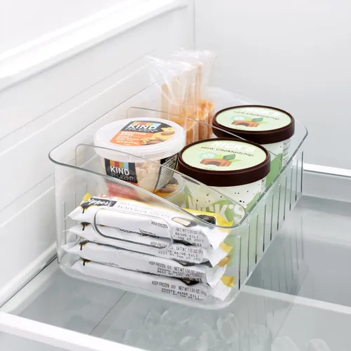 Vista 8 de YouCopia FreezeUp - Contenedor para congelador de 12 pulgadas, organizador de refrigerador sin BPA con divisores ajustables y asa para alimentos