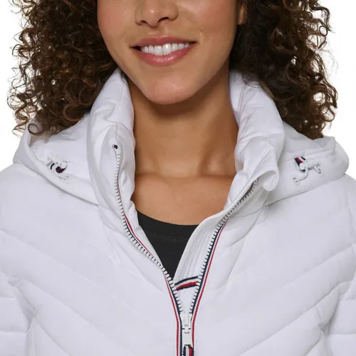 Vista 6 de Tommy Hilfiger Chaqueta elástica ligera con capucha y cordón para mujer
