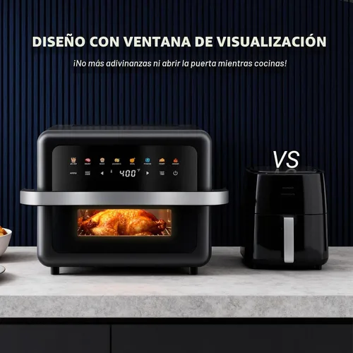 Vista 3 de Freidora de aire de 8 cuartos de galón de gran capacidad, horno freidora de aire digital 8 en 1 con circulación de aire rápida, control táctil