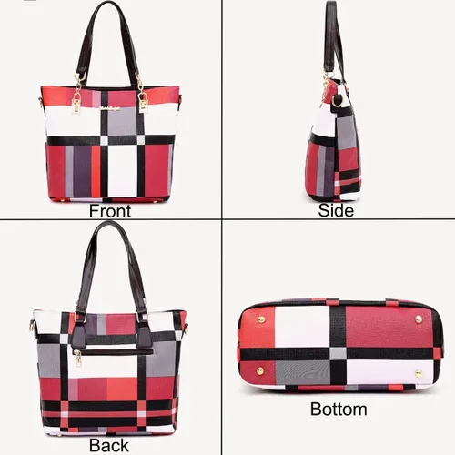 Vista 5 de YOUNXSL 6 bolsas de mano de poliuretano para mujer, bolso de hombro, bolso cruzado, bolso de mano, bolso de mano, bolso de mano con asa superior