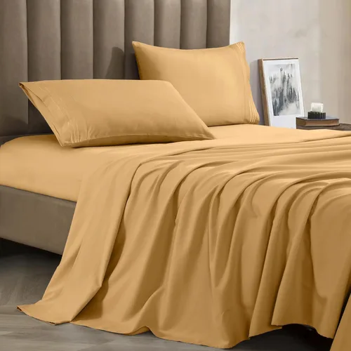 Vista 12 de CELINE LINEN Juego de sábanas de microfibra de 4 piezas prémium de calidad hotelera 1800, resistente a las arrugas - Ropa de cama de lujo ultra