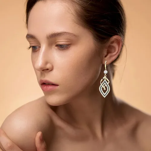 Vista 5 de Dangle Earrings for Women and Teen Girls, 925 Silver Handmade Linear Swirl Wire Bohemian Boho Diamonds Earrings, Gifts for Women