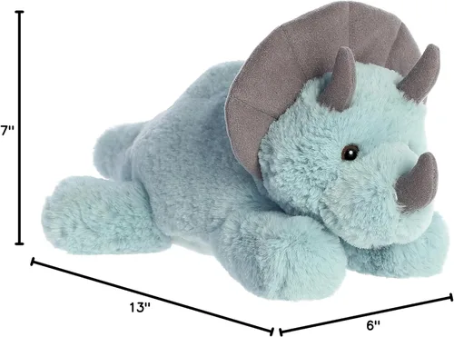 Vista 5 de Aurora Adorable Flopsie Triceratops - Animal de peluche, facilidad juguetona, compañeros atemporales, color azul, 12 pulgadas