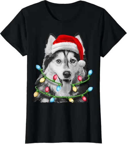 Vista 30 de Camiseta para niños con diseño de hachís siberiano con luces de árbol de Navidad Negro