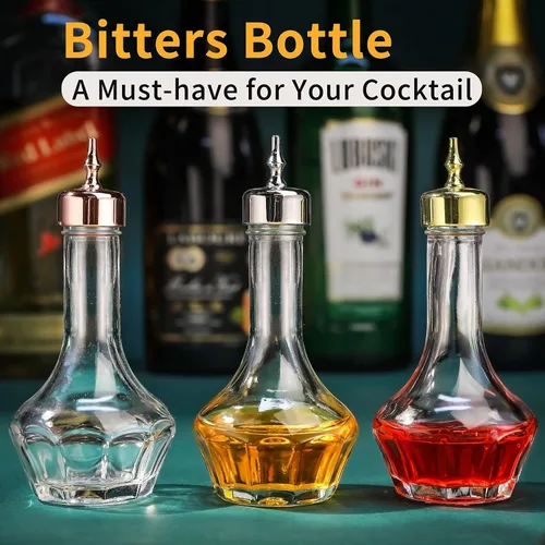 Vista 6 de SuproBarware Bitters - Juego de botellas de vidrio con tablero superior de 1.7 onzas, herramienta profesional de barra para cóctel, ideal
