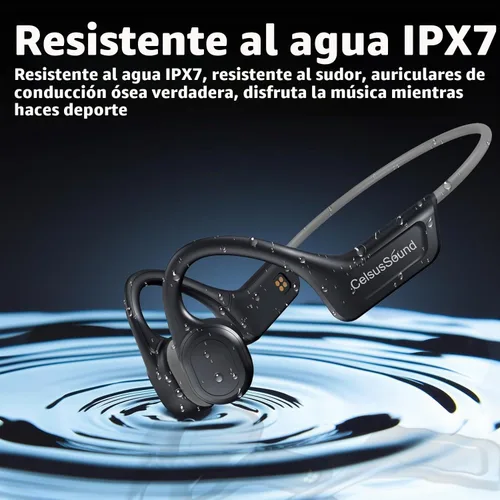 Vista 3 de Auriculares de conducción ósea Bluetooth, auriculares inalámbricos impermeables IPX7 mejorados, auriculares abiertos Bluetooth 5.3 con micrófono Gris