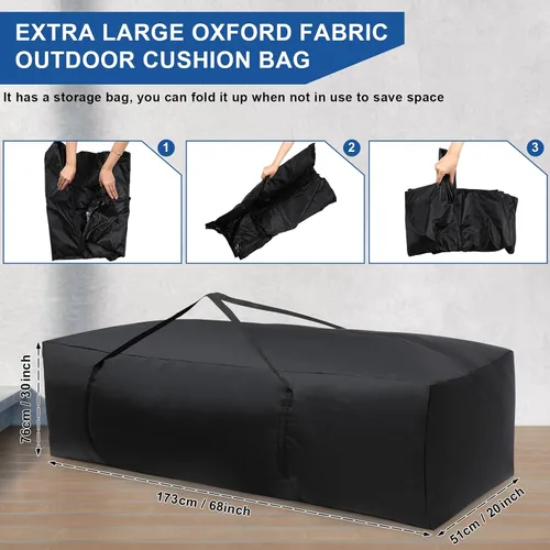 Vista 2 de Silkfly 2 bolsas de almacenamiento para cojines de patio de 68 pulgadas de largo x 30 pulgadas de ancho x 20 pulgadas de alto, bolsa