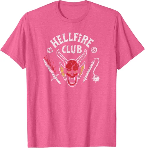 Vista 19 de Stranger Things 4 Camiseta Hellfire Club con Calavera y Armas Negro