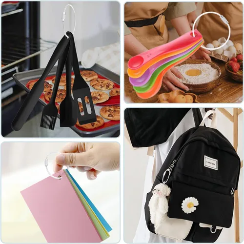 Vista 6 de CooBigo Paquete de 25 lazos de acero inoxidable de 0.079 pulgadas con revestimiento de alambre para llaves grandes de 6 pulgadas para mujeres