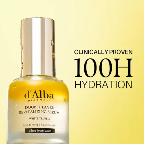 Vista 2 de d'alba Piedmont Suero Revitalizante de Trufa Blanca Italiana de Doble Capa (30 ml), Hidratación de 100 horas, Ácido Hialurónico y Centella Asiática