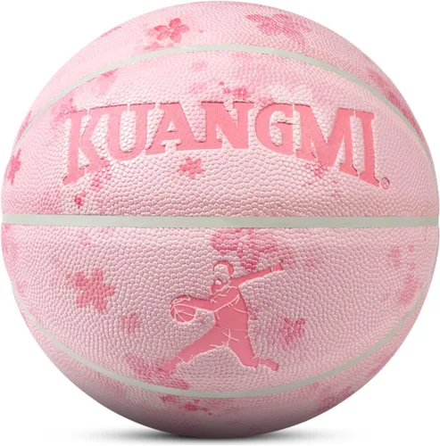 Vista 16 de Kuangmi Serie Rosa Balón de Baloncesto, Diseño Premium Estampado para Rendimiento Callejero, Tamaño Oficial para Hombres 7 de 29.5 Pulgadas