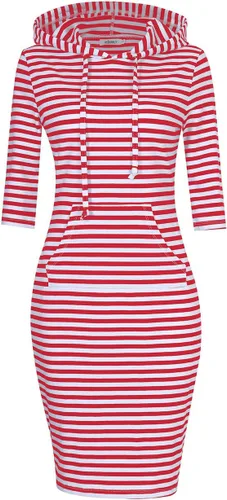 Vista 24 de MISSKY Vestido con capucha para mujer Negro&blanco