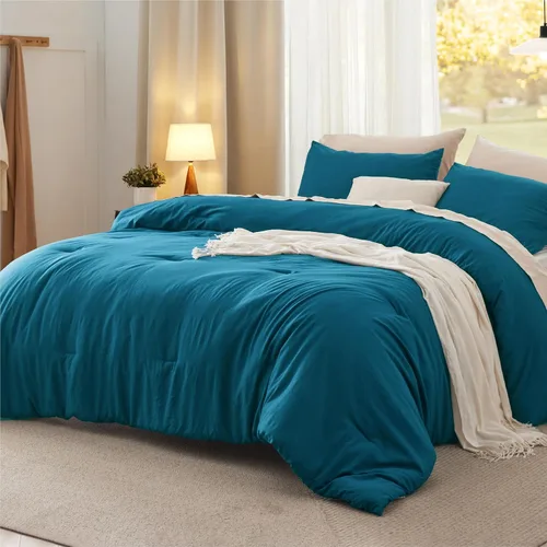 Vista 18 de Bedsure Juego edredón suave prelavado individual/individual XL, 365 días, cálido relleno alternativo GentleSoft™, 1 edredón ligero:68x88 pulgadas