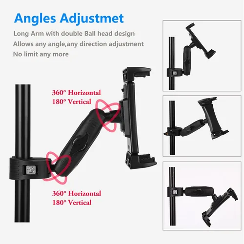 Vista 4 de Soporte con Abrazadera para Tableta iPad en Manillar de Cinta de Correr y Bicicleta para Bicicleta Estática, Elíptica, Bicicleta Spinning Peloton
