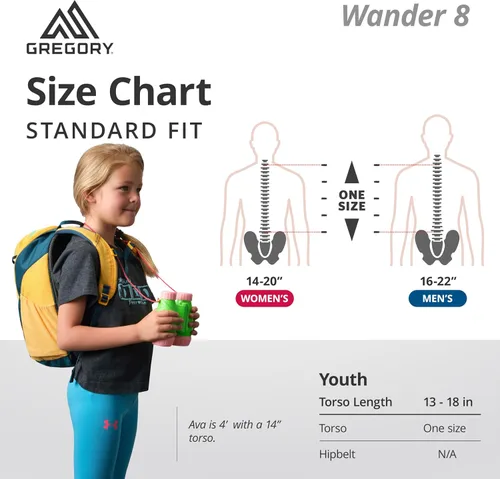 Vista 9 de Gregory Wander 8L Mochila de senderismo juvenil, talla única, color Aguamarina amarillo