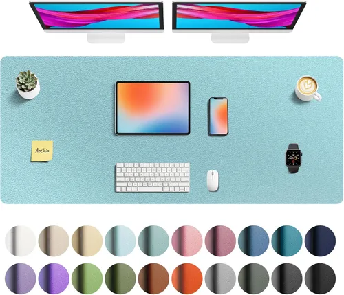 Vista 109 de Aothia - Protector de escritorio de cuero sintético grande, base antideslizante para mouse y superficie para escribir, impermeable, fácil de Agua