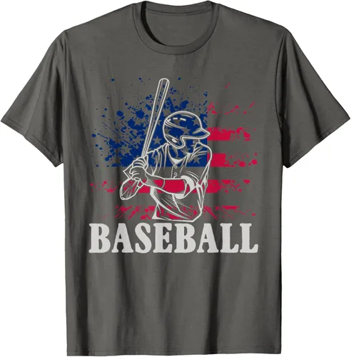 Vista 85 de Camiseta de béisbol deportiva estadounidense con bandera estadounidense, Negro, S