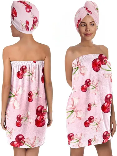 Vista 30 de Juego de toallas de baño y toallas para el cabello para mujer, suave y absorbente de microfibra de secado rápido, con cierre elástico, toalla de spa