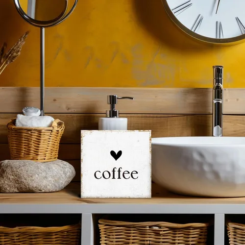 Vista 3 de Letreros de caja de madera de café para cafetería, decoración de cafetería, decoración retro de café para estación de café, decoración de letrero