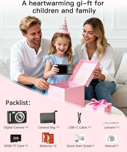 Vista 9 de Cámara digital, cámara FHD 1080P para apuntar y disparar con tarjeta SD de 32 GB, 2 baterías, zoom 16X, antivibraciones, diseño pequeño compacto