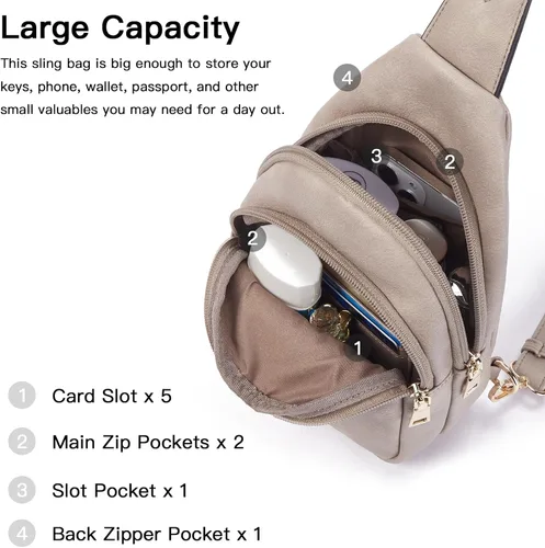 Vista 101 de Telena Riñonera pequeña para mujer, de cuero, cangureras, bolsa de pecho para mujer