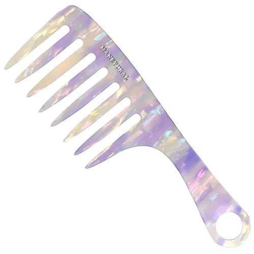Vista 8 de D1 Peine de mango de dientes anchos para cabello rizado Eleva, conserva el rizo, suaviza el cabello. Peine de acetato (morado brillante)