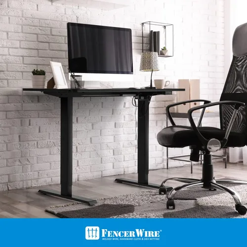 Vista 2 de Fencer Wire Escritorio de 48 x 24 pulgadas de altura ajustable con panel de control de memoria, escritorio eléctrico de pie para oficina en casa, un
