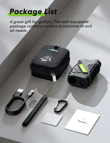 Vista 8 de Flysocks Golf Rangefinder with Slope, 1200 Yards Laser Range Finder, 7X Magnification, Rechargeable Range Finders Golfing with Flagpole Lock