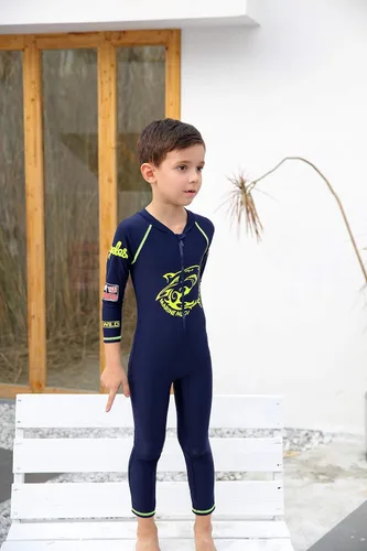 Vista 5 de Vivobiniya Niño niño trajes de baño bebé niño cuerpo completo traje de baño protector erupción traje de baño contraste color upf50+