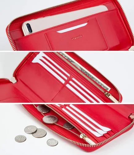 Vista 3 de SERMAN BRANDS Carteras clásicas para mujer con bloqueo RFID. Cartera con tarjetero para teléfono