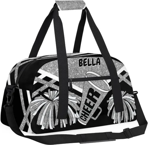 Vista 3 de Bolso personalizado de la danza del gimnasio de la animadora, bolso del barril de la animadora de encargo nombrado bolso de lona de los deportes