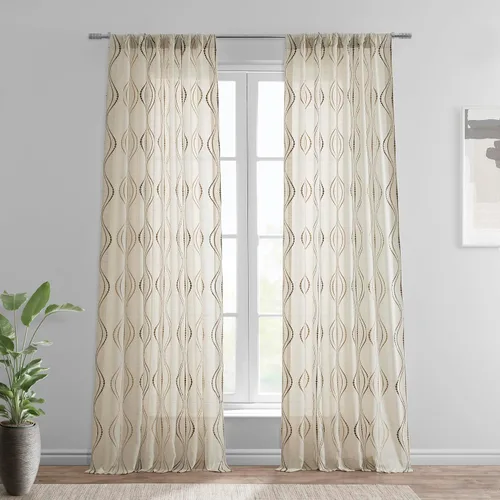 Vista 10 de HPD Half Price Drapes SHCH-11729-84 - Cortina transparente de lino con estampado (1 panel), 50 x 84, Avignon Vine