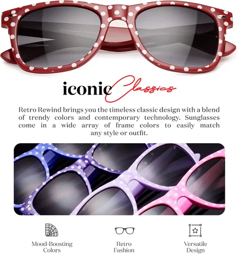 Vista 2 de Retro Rewind Gafas de sol vintage de lunares para mujer UV400