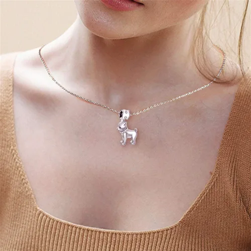Vista 2 de Gnoce Collar con colgante de cachorro de plata de ley "Love My Chihuahua" collar para mascotas con circonita, joyería solitaria para mujeres, niñas