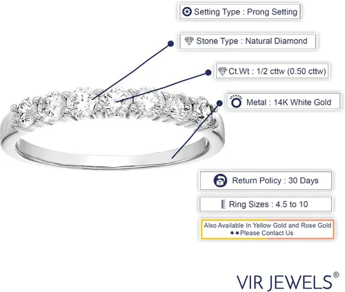 Vista 5 de AGS anillo de boda, certificado I1-I2 12 ct 14 quilates con 7 diamantes(color H-I)