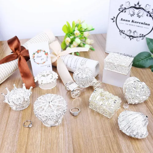 Vista 8 de YU FENG Bling Heart - Caja de joyería con bisagras coleccionables de cristal esmaltado con joyas