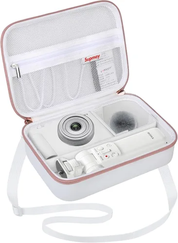 Vista 9 de Funda rígida de viaje para cámara digital Sony ZV-1F / ZV-1 / ZV-1 II, funda protectora para kit de accesorios Vlogger, trípode y micrófono