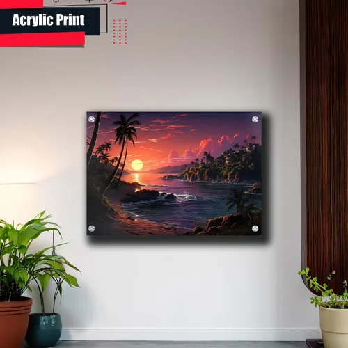 Vista 4 de Neon Sunset Vibes Florida Synthwave Sunset Framed poster Print, Retro Miami Style Wall Art, poster Prints, Art Decor